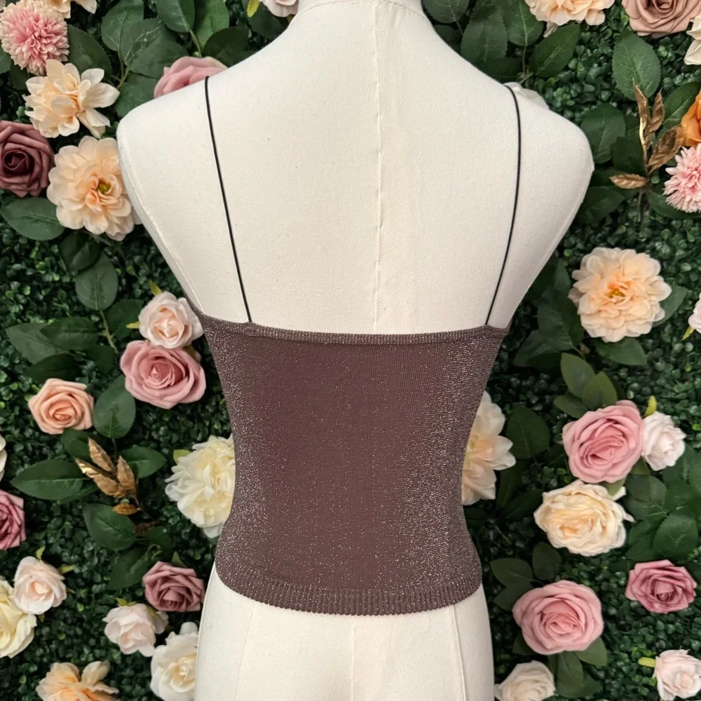 Free People Intimately Shimmery Spaghetti Strap Crop Top NWOT